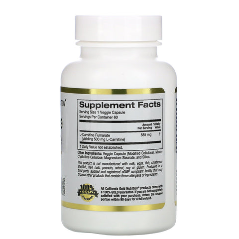 California Gold Nutrition, L-Carnitine Fumarate, European Sourced, Alfasigma, 885 mg, 60 Veggie Caps