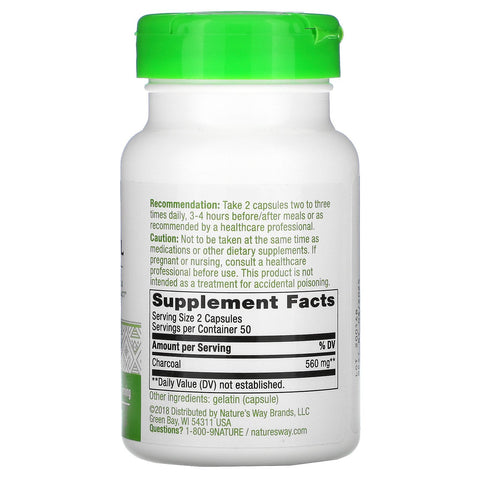 Nature's Way, Charcoal, Activated, 560 mg, 100 Capsules