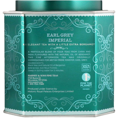 Harney & Sons, Earl Grey Imperial, té negro con bergamota, 30 sobres, 2,35 oz (66 g) cada uno