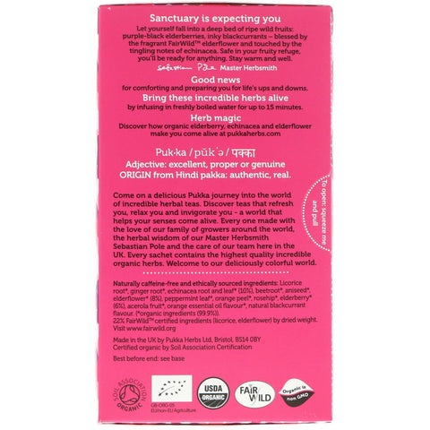 Pukka Herbs, saúco y equinácea, 20 sobres de té de frutas, 40 g (1,41 oz)