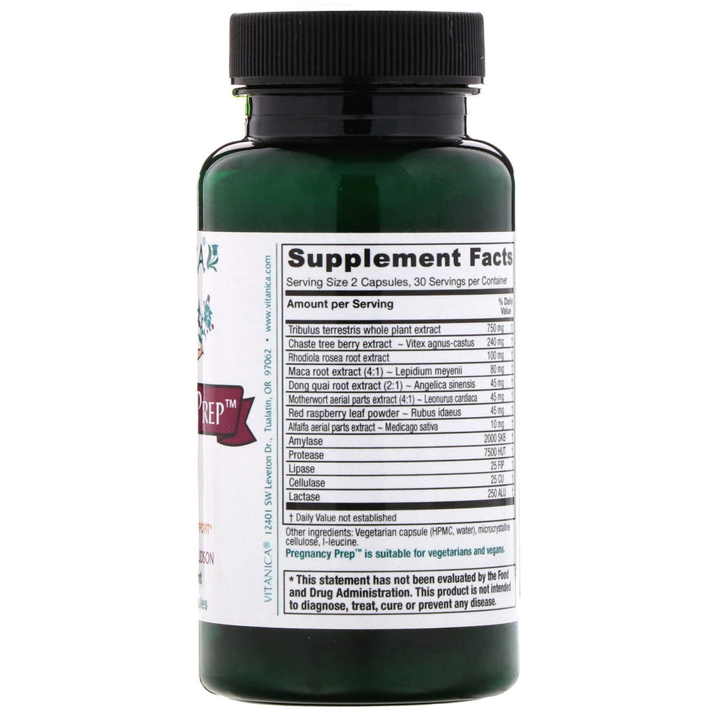 Vitanica, graviditetsforberedelse, støtte til reproduktionssystem, 60 vegetariske kapsler