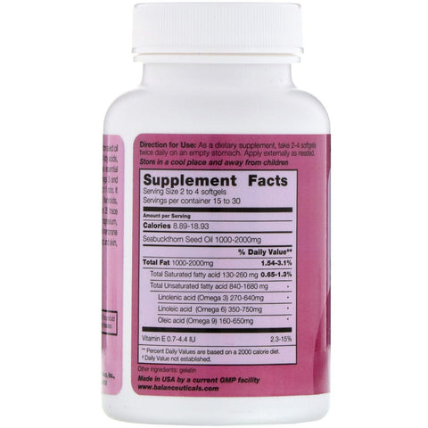 Balanceuticals, Seabuckthorn Seed Oil, 500 mg, 60 Softgels