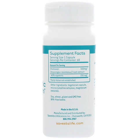 Savesta, Shatavari, 60 Vegetarian Capsules