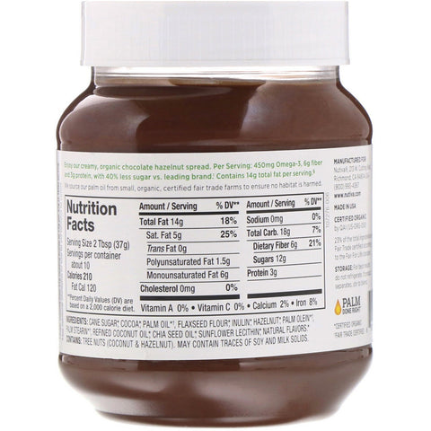 Nutiva, Crema para untar de avellanas, clásica, 369 g (13 oz)