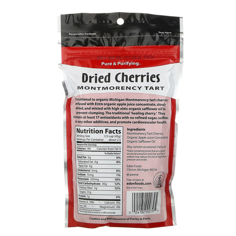 Eden Foods, udvalgte, tørrede kirsebær Montmorency-tærte, 4 oz (113 g)
