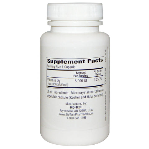 Bio Tech Pharmacal, D3-5 Cholecalciferol, 250 Capsules