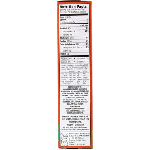 Annies hjemmelavede, glutenfri kaninkager, SnickerDoodle, kanelsukker, 6,75 oz (191 g)