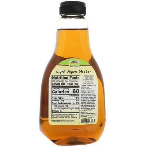 Now Foods, Real Food, Blue Agave Nectar, Light, 23,28 oz (660 g)