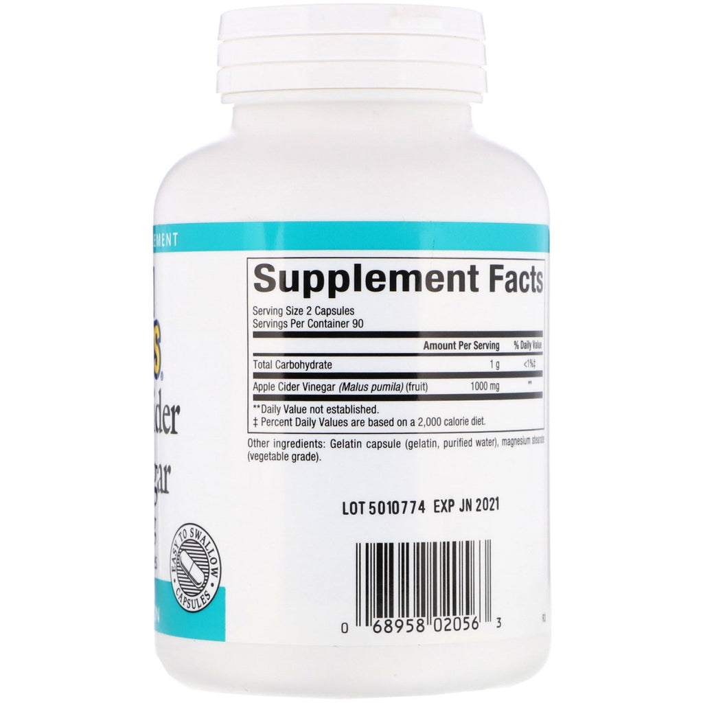 Naturlige faktorer, æblecidereddike, 500 mg, 180 kapsler