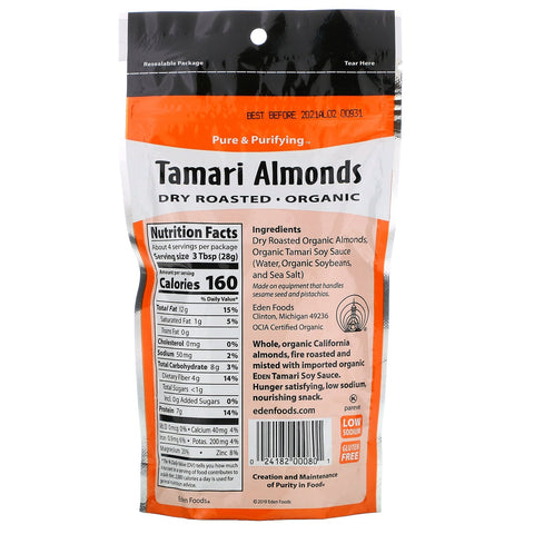 Eden Foods, Tamari mandler, tørristede, 4 oz (113 g)