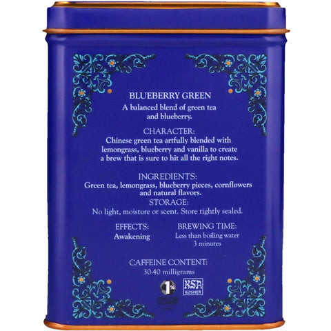 Harney & Sons, HT Tea Blend, Blueberry Green, 20 poser, 1,4 oz (40 g)