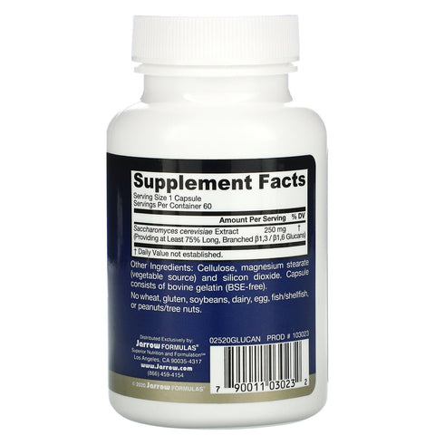 Jarrow Formulas, Beta glucano, 60 cápsulas