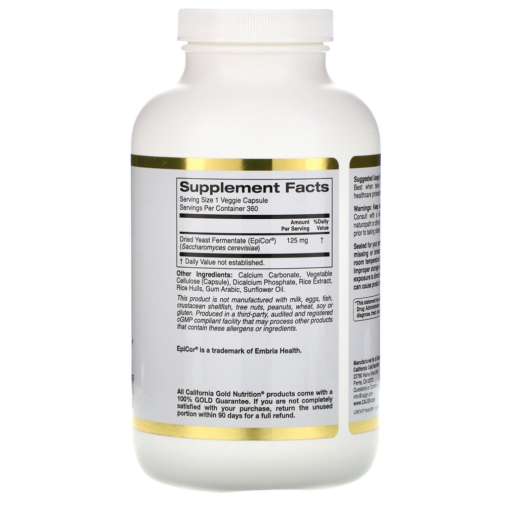 California Gold Nutrition, Epicor para niños, 125 mg, 360 cápsulas vegetales