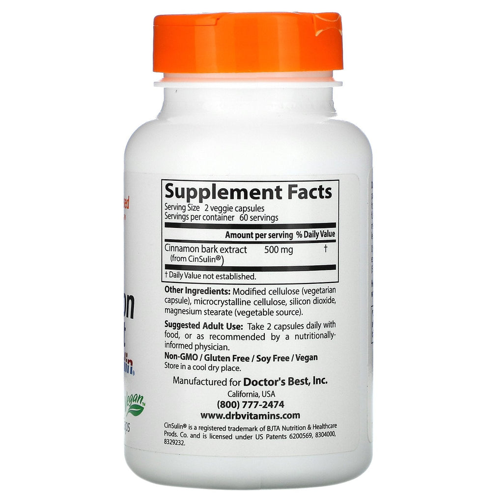 Doctor's Best, kanelekstrakt med CinSulin, 250 mg, 120 grøntsagskapsler