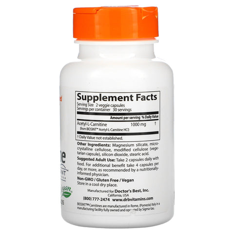 Doctor's Best, Acetyl-L-Carnitine with Biosint Carnitines, 500 mg, 60 Veggie Caps