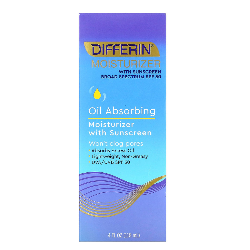 Differin, Humectante absorbente de grasa con protector solar, SPF 30, 4 fl oz (118 ml)