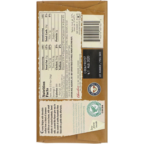 Chocolove, hasselnødder i mælkechokolade, 33% kakao, 3,2 oz (90 g)