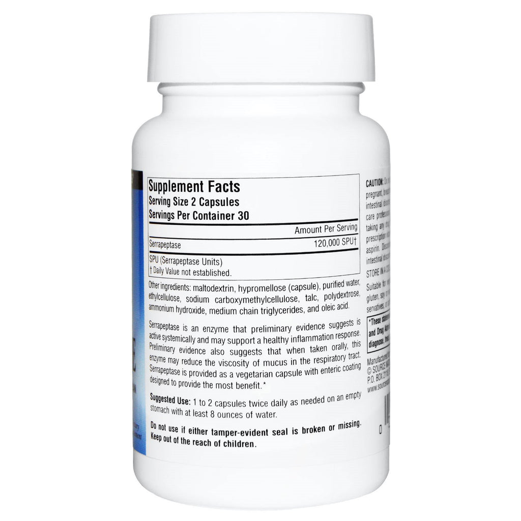 Source Naturals, Serrapeptasa, 60 cápsulas