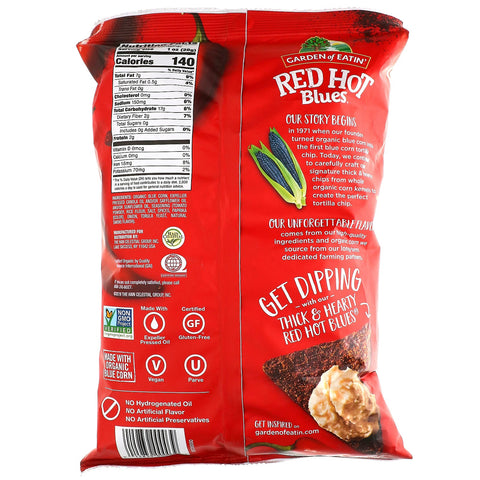 Garden of Ein', Chips de tortilla de maíz, Red Hot Blues, 8,1 oz (229 g)
