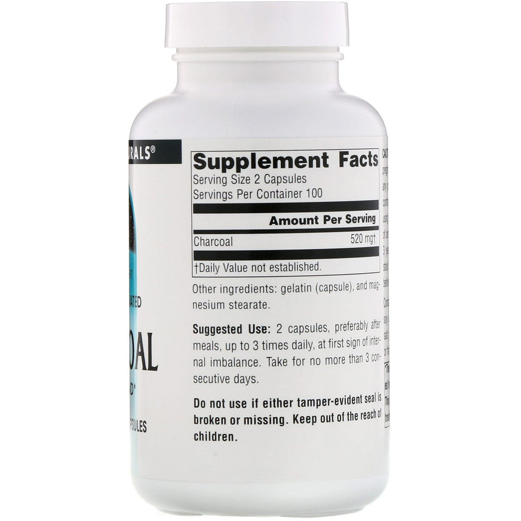 Source Naturals, Carbón vegetal, 260 mg, 200 cápsulas