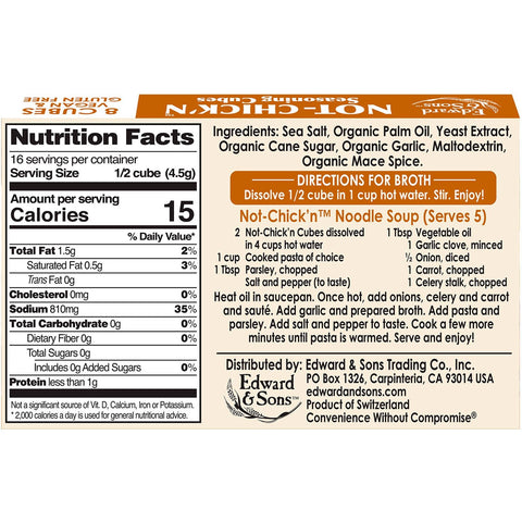 Edward & Sons, Not-Chick'n, cubitos de caldo, 8 cubitos