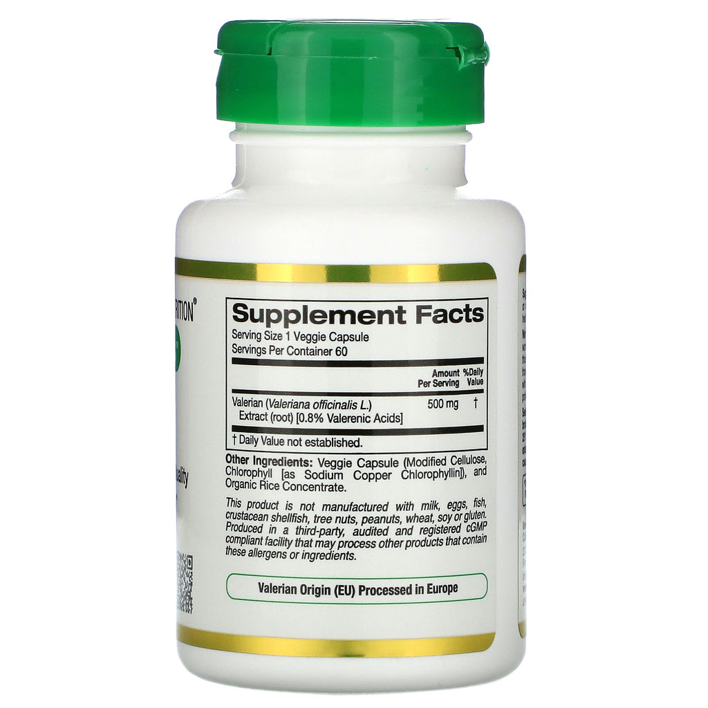 California Gold Nutrition, Baldrian, EuroHerbs, 500 mg, 60 Veggie Caps