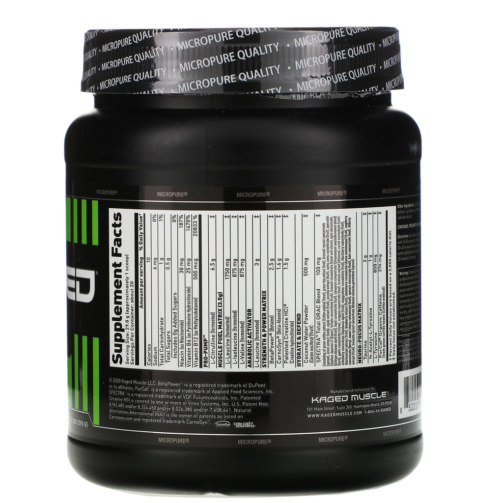 Kaged Muscle, PRE-KAGED, Premium Pre-Workout, Orange Krush, 1.3 lbs (596 g)