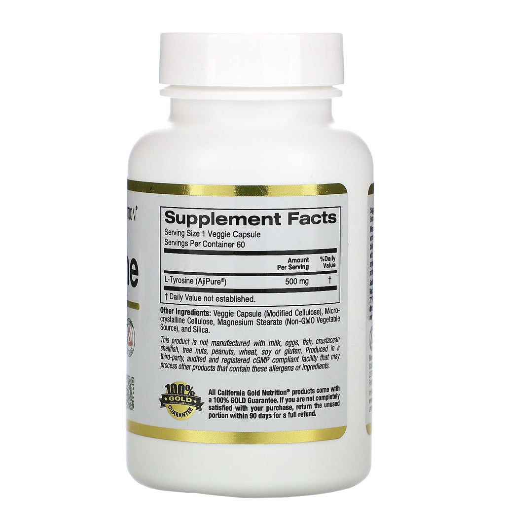 California Gold Nutrition, L-Tyrosine, AjiPure, 500 mg, 60 Veggie Capsules