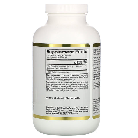 California Gold Nutrition, Epicor, fermento de levadura seca, 500 mg, 360 cápsulas vegetales