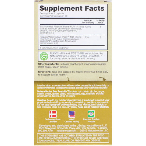 NaturaNectar, Bee Propolis Trio, 60 Vegetable Capsules