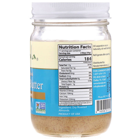 Kevala, Mantequilla de almendras, Cremoso clásico, 12 oz (340 g)