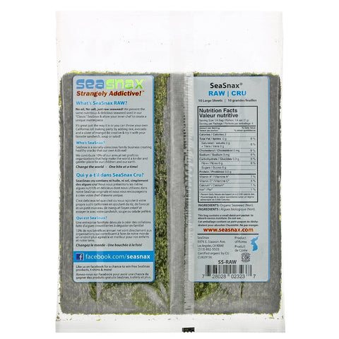 SeaSnax, algas marinas crudas, 28 g (1,0 oz)