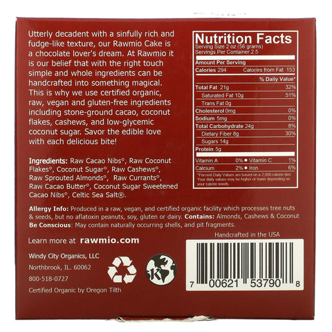 Rawmio, rå chokoladetrøffelkage, 5 oz (142 g)
