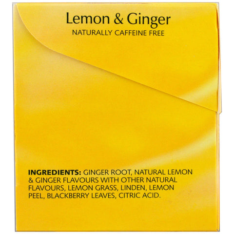 Twinings, urtete, citron og ingefær, koffeinfri, 25 teposer, 1,32 oz (37,5 g)