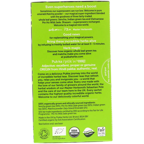 Pukka Herbs, Matcha verde supremo, 20 sobres de té verde, 30 g (1,05 oz)