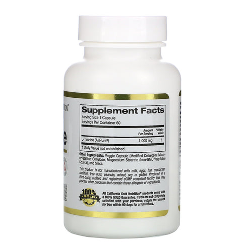 California Gold Nutrition, L-Taurine, AjiPure, 1,000 mg, 60 Veggie Capsules