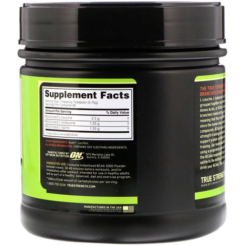 Optimum Nutrition, Instantized BCAA 5000 Powder, Unflavored, 12.16 oz (345 g)