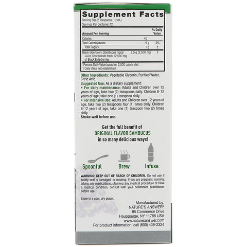 Nature's Answer, Sambucus, Black ElderBerry, 12.000 mg, 4 fl oz (120 ml)