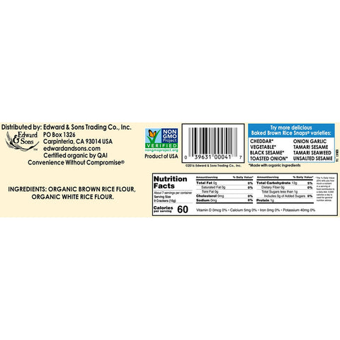 Edward & Sons, , Bagte fuldkorns brune rissnaps, usaltet almindelig, 3,5 oz (100 g)