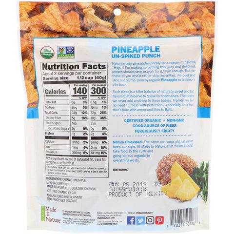 Lavet i naturen, tørret ananas, fed og guld supersnacks, 3 oz (85 g)