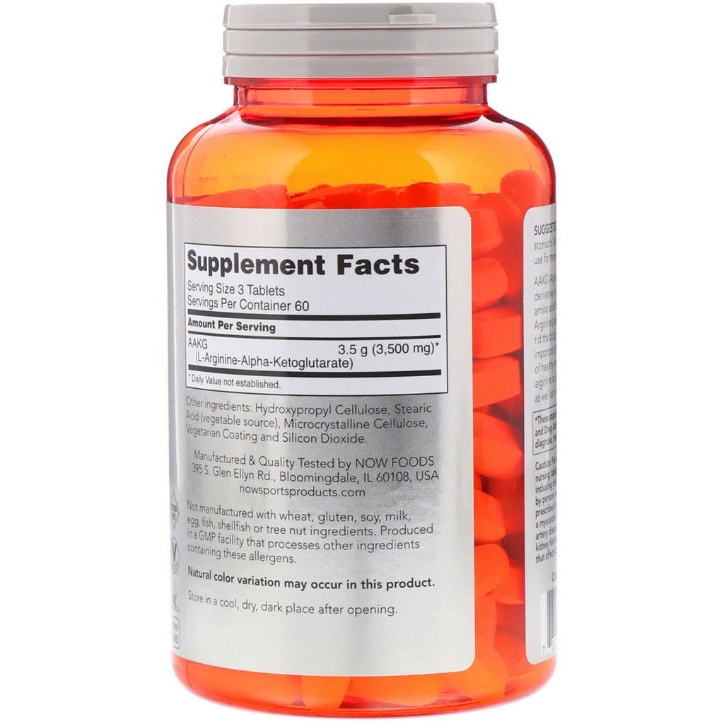 Now Foods, Sports, AAKG 3500, Amino Acids , 180 Tablets