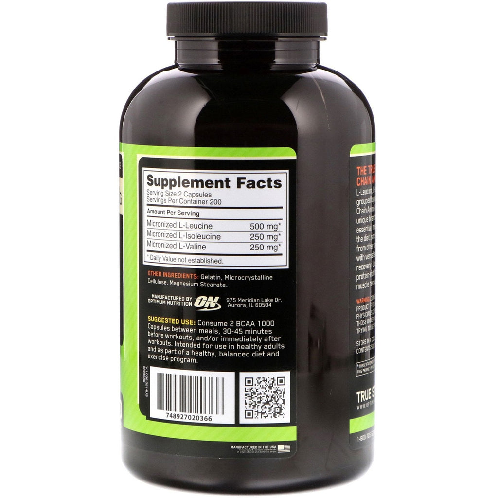 Optimum Nutrition, BCAA 1000 Caps, Mega-Size, 1 g, 400 Capsules