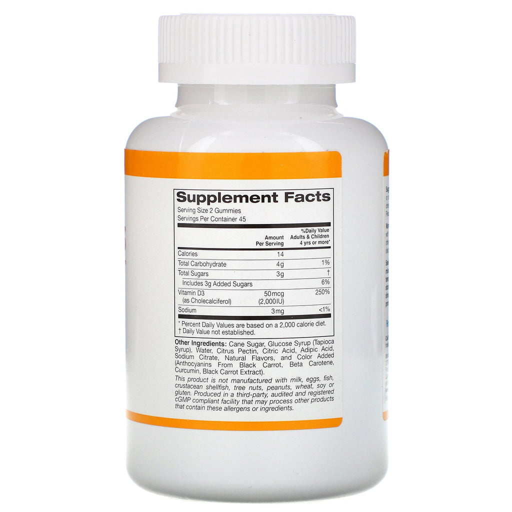 California Gold Nutrition, Vitamin D3 Gummies, Ingen Gelatine, Ingen Gluten, Blandede Berry &amp; Frugt Flavors, 25 mcg (1.000 IE), 90 Gummies