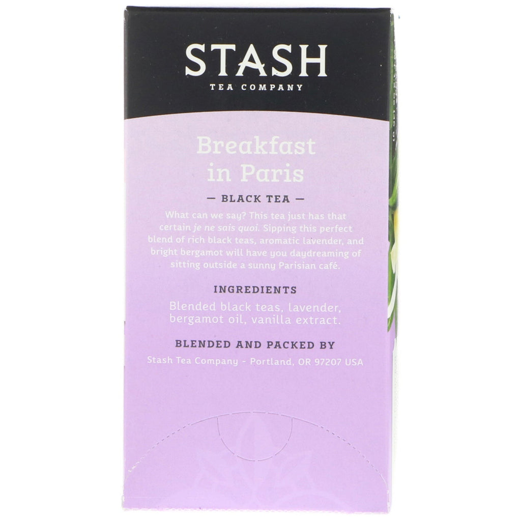 Stash Tea, Té negro, Desayuno en París, 18 bolsitas de té, 36 g (1,2 oz)
