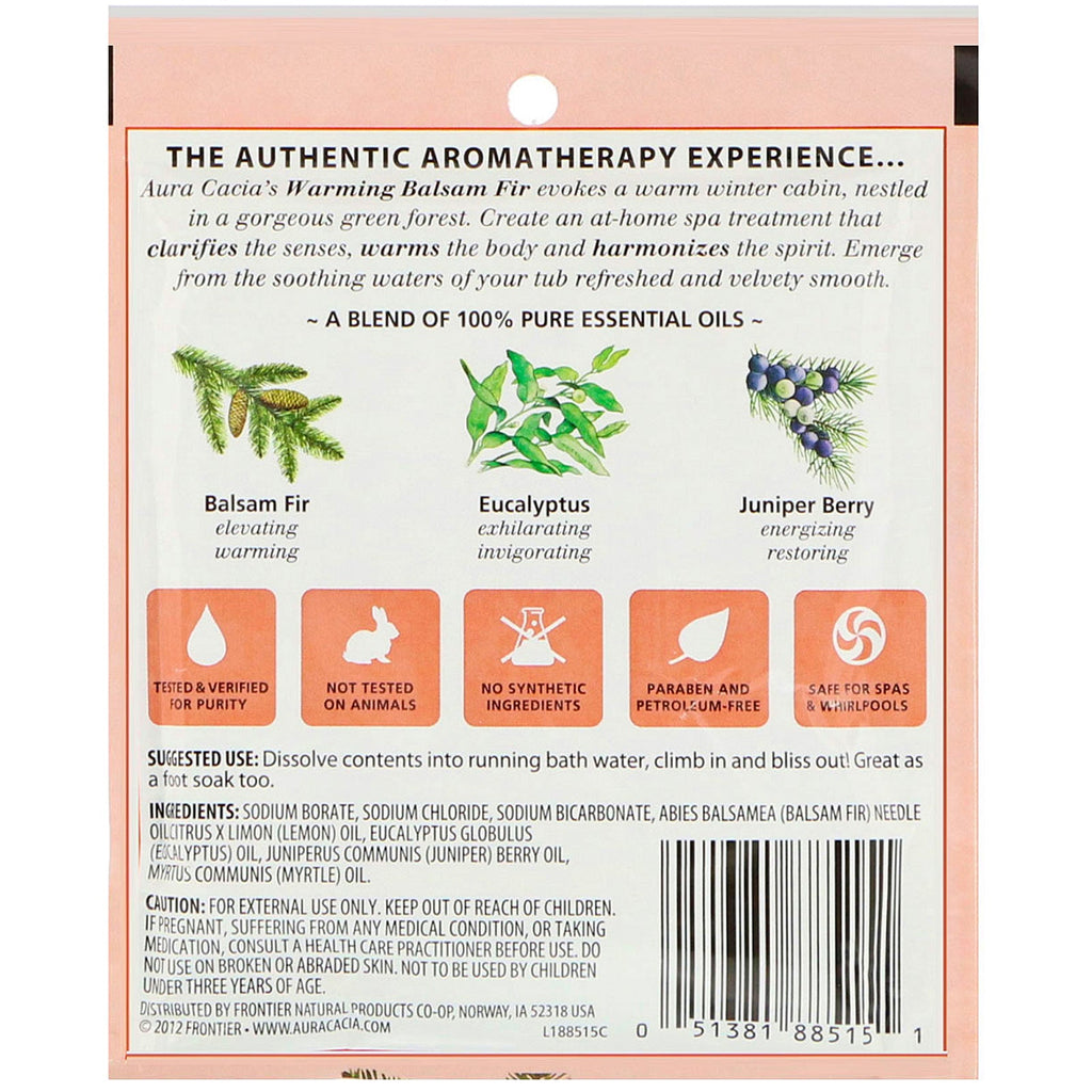 Aura Cacia, Aromatherapy Mineral Bath, Warming Balsam Fir, 2.5 oz (70.9 g)
