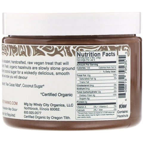 Rawmio, crema para untar de chocolate y avellanas, 6 oz (170 g)