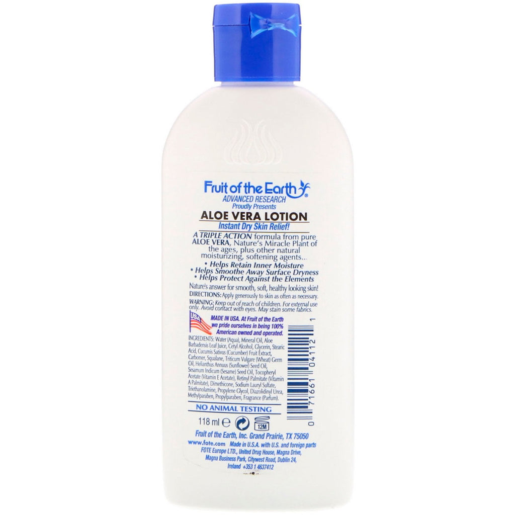Fruit of the Earth, Aloe Vera med Natural, Skin Care Lotion, 4 fl oz (118 ml)
