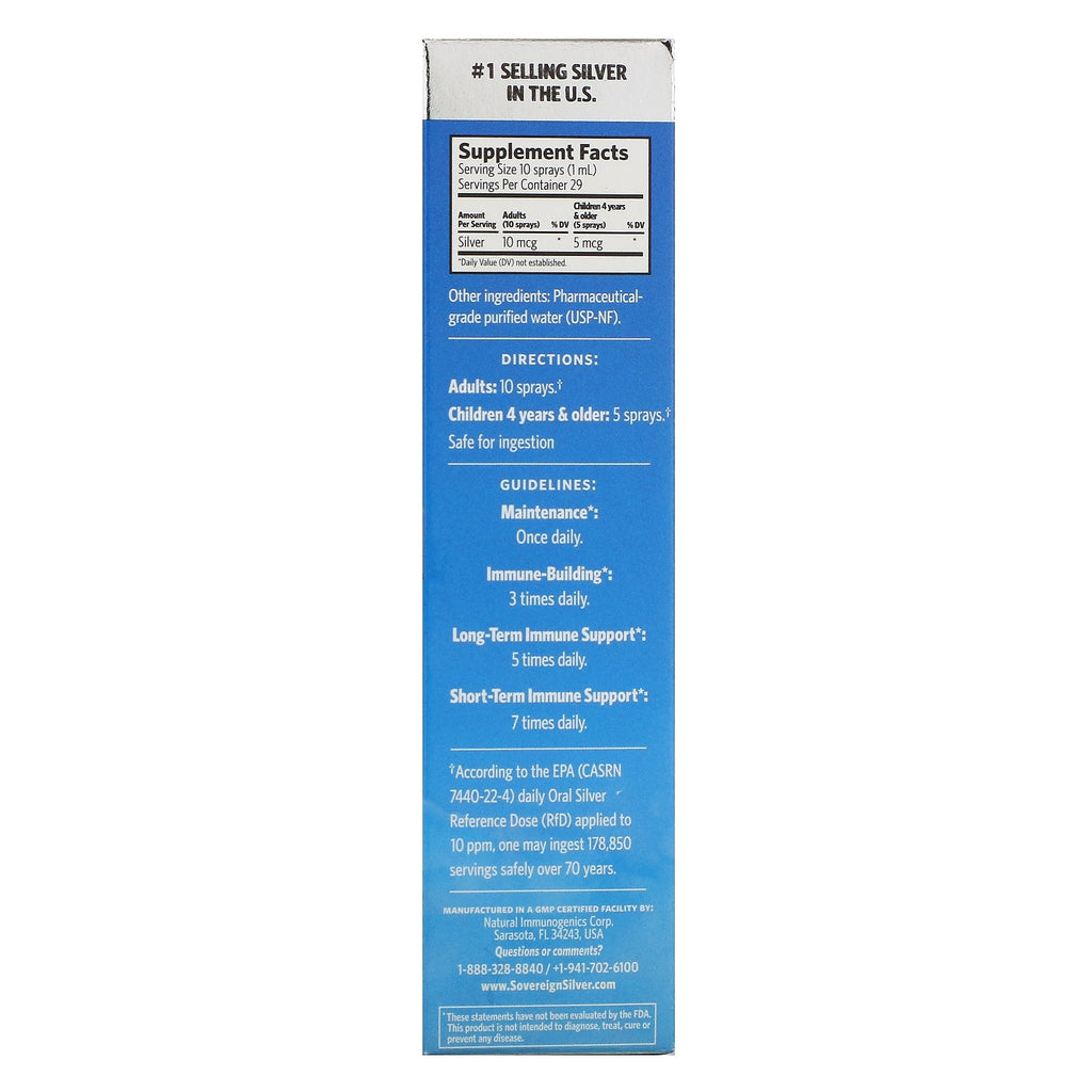 Sovereign Silver, Bio-Active Silver Hydrosol, Vertikal Spray, 10 PPM, 1 fl oz (29 ml)