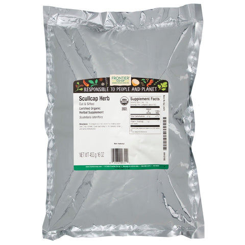 Frontier Natural Products, skåret og sigtet Scullcap-urt, 16 oz (453 g)