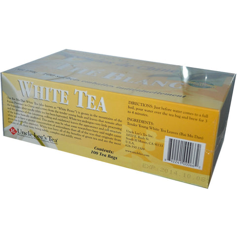 Onkel Lees te, Legends of China, hvid te, 100 teposer, 5,29 oz (150 g)